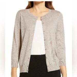 Nordstrom Pima Cotton Crewneck Blend Button-Up Cardigan Medium